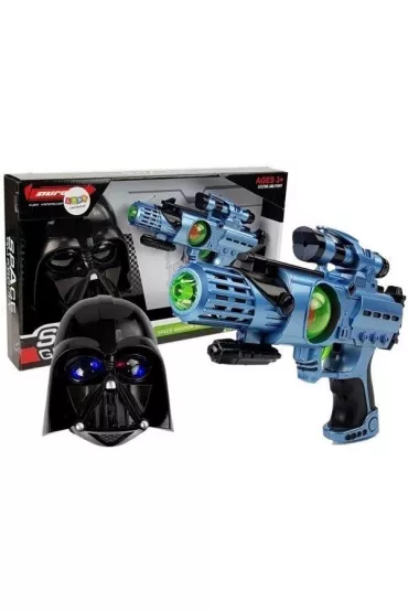 Pistolet laserowy + maska wojownika kosmosu LeanToys