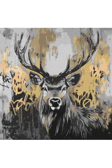 Ideyka Malowanie po numerach - Z�oty jele� metal 40x40cm