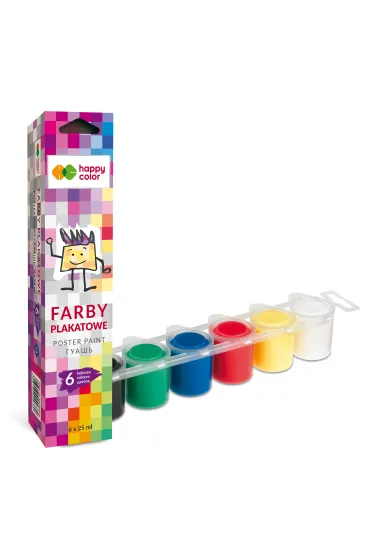 Happy Color Farby plakatowe tempera, 6 kolor�w x 25 ml 6 x 25 ml