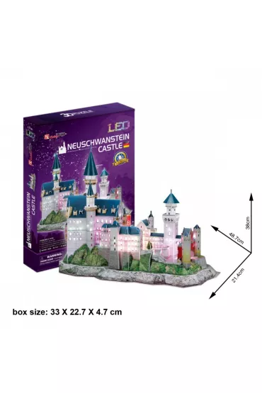 Puzzle 3D 128 el. Zamek Neushwastein LED Cubic Fun