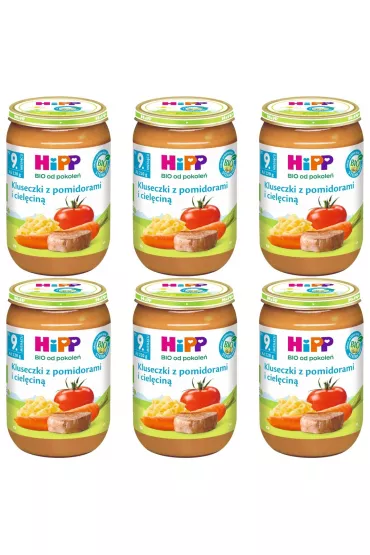 Hipp Kluseczki z pomidorami i cielcin po 9. miesicu zestaw 6 x 220 g Bio