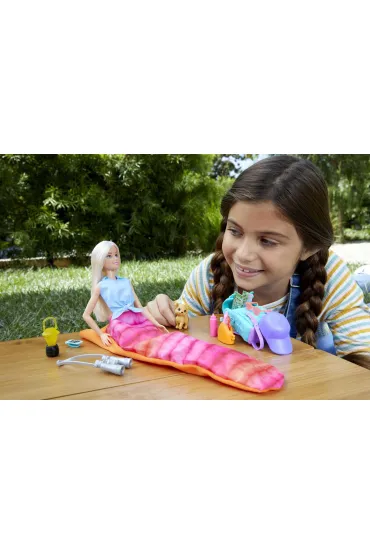 Barbie. Kemping Barbie Malibu Lalka + akcesoria HDF73 Mattel