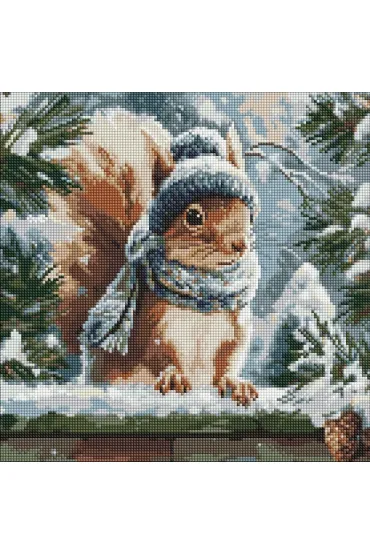 Ideyka Diamentowa mozaika - Zimowa wiewi�rka 40x40cm