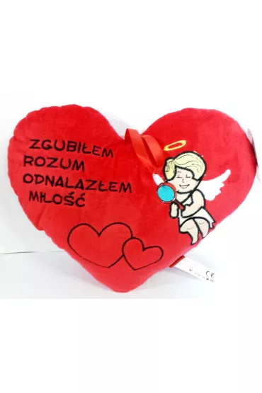 Poduszka serce z amorkiem 30cm (12504) zgubilem rozum odnalazlem mi�osc Beppe