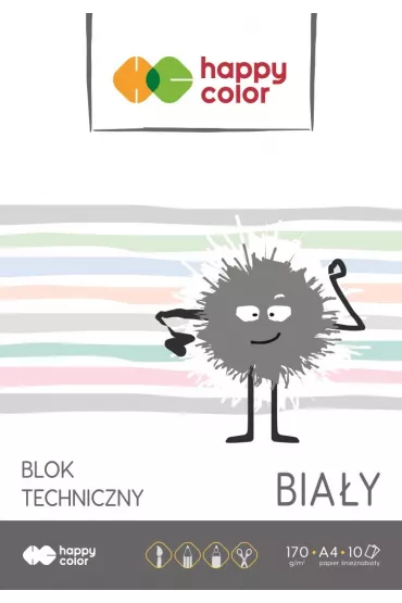 Happy Color Blok techniczny bia�y A4 170g 10 kartek - blok