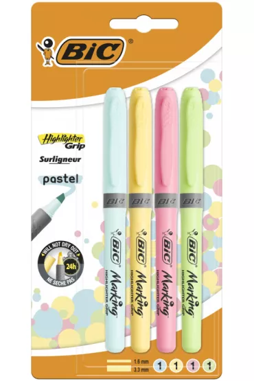 Bic Zakre�lacz Highlighter Grip pastelowe kolory 4 szt.