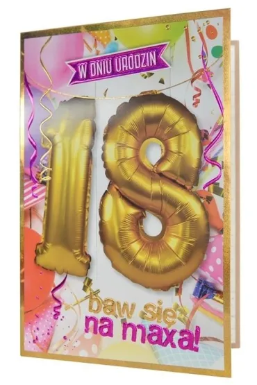 Kukartka Karnet Urodziny 18 + balony QBL-001