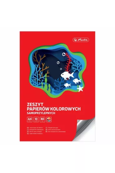 Herlitz Papier kolorowy samoprzylepny A4 10 kolor�w, 80 gsm
