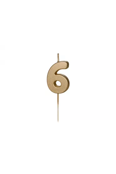 PartyDeco �wieczka urodzinowa 6 z�ota 4.5cm