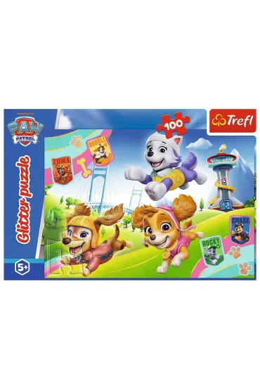 Puzzle Glitter 100 element�w. B�yszcz�ce psiaki Trefl