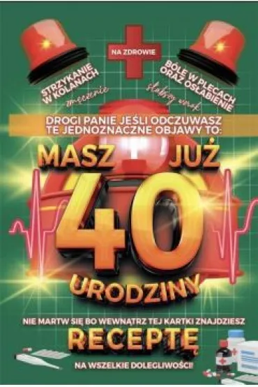 Yeku Karnet Urodzinowy z recept� 40