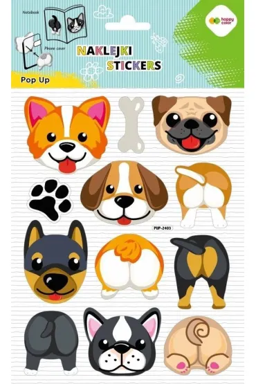 Happy Color Naklejki 3D POP UP - Dog Face&Tail, 146X240 mm