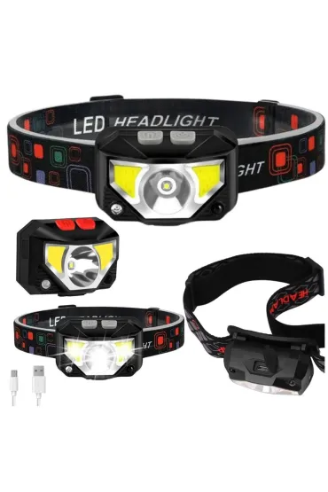 LeanToys Latarka czo�owa LED czujnik ruchu 8 tryb�w