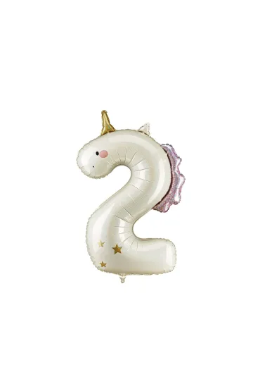 PartyDeco Balon foliowy Cyfra   2   Jednoro�ec, 93cm, mix