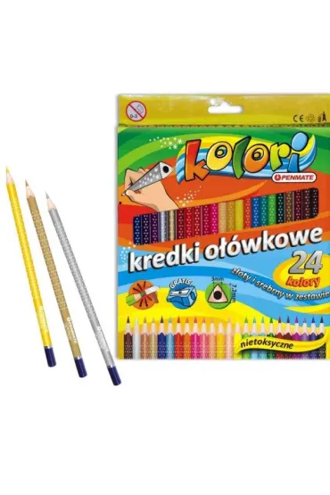 Penmate Kolori Premium Kredki o��wkowe tr�jk�tne + temper�wka 24 szt.