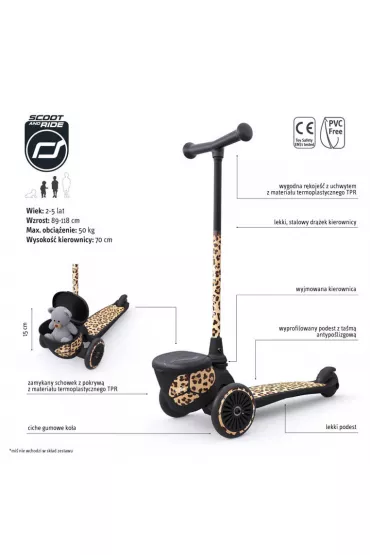 Hulajnoga tr�jko�owa balansowa z zamykanym schowkiem 2-5 lat Leopard Scootandride