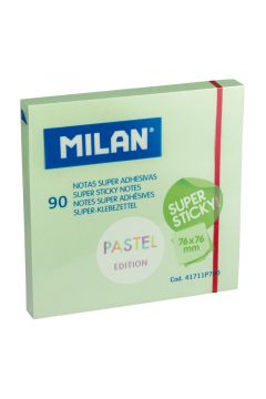 Milan Karteczki samoprzylepne Super Sticky Pastel 76 x 76 mm zielone 90 kartek 90 szt.