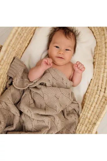 LullaLove Kocyk z weny merino - be, kolekcja premium