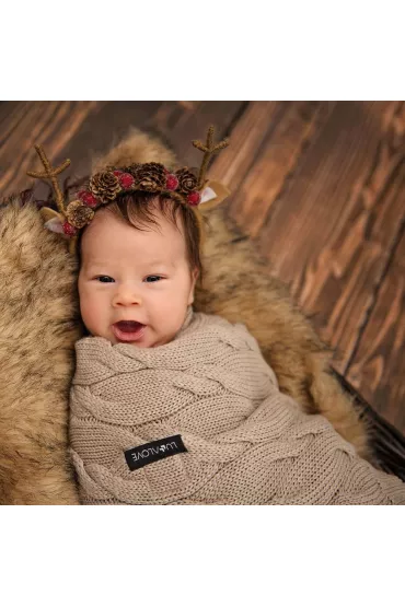 LullaLove Kocyk z weny merino - be, kolekcja premium