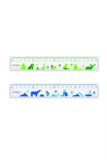 Keyroad Linijka plastikowa transparentna z nadrukiem deco zawieszka 20 cm