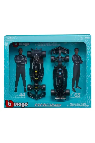 Bburago Model 1:24 Mercedes AMG W14 Hamilton Russell zestaw bolid�w F1 18-28062