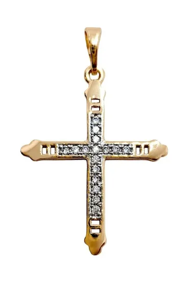 Krzy�yk cyrkonie poz�acany 28x22mm