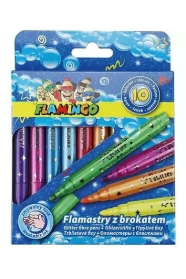 Titanum Flamastry z brokatowym tuszem FLAMINGO 10 kolor�w 10 szt.