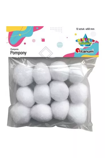Titanum Pompony poliestrowe bia�e 12 szt.