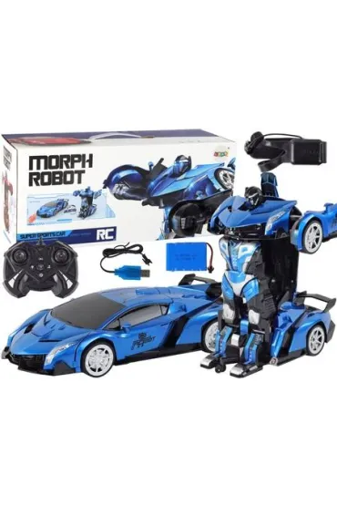 Samoch�d-robot transformer R/C 1:10 niebieski LeanToys