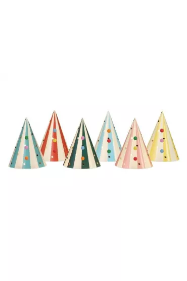 PartyDeco Czapeczki z pomponami 16cm 6 szt