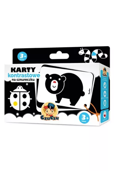 Karty kontrastowe na sznureczku dla dzieci 3+