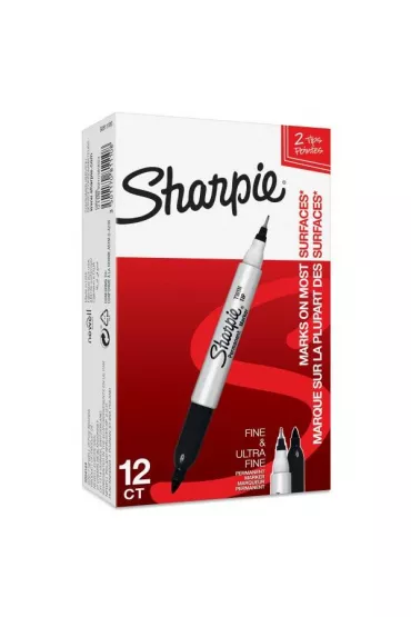 Paper Mate Marker pemanentny dwustronny Sharpie czarny 12 szt.
