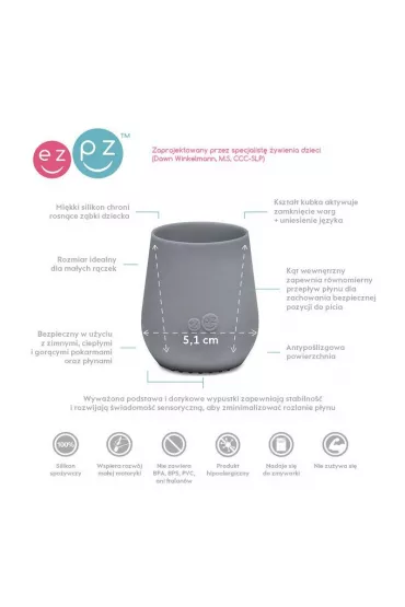 Ezpz Silikonowy kubeczek Tiny Cup szary 60 ml