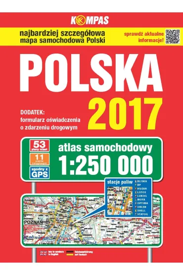 Atlas samochodowy Polski 2017 kompas 1:250 000