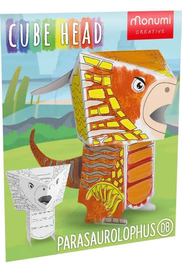 Cube head. Dino. Parazaurolof. Z�� i pokoloruj