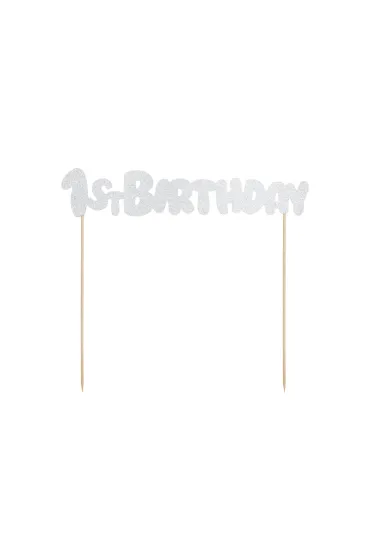 Topper 1st Birthday srebrny 19,5cm
