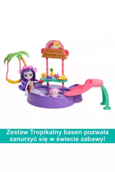 Enchantimals.Tropikalny basen + Lalka ma�pka HTW73 Mattel