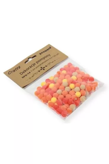 Penword Dekoracje pompony mix pomara�czowy 1cm