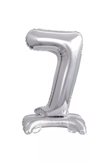 Amscan Balon foliowy mini cyfra 7 na stojaku srebrna