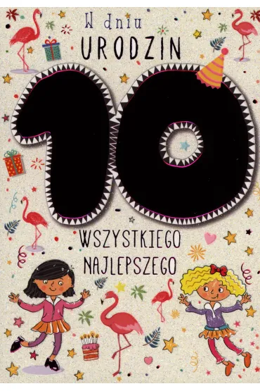 Kukartka Karnet Urodziny 10, dziewczynka (cyferki) PR-034