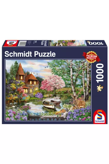 Puzzle 1000 el. Dom nad jeziorem Schmidt