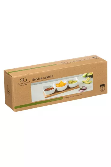 Secret de Gourmet Zestaw do przeksek biae miski na tacy