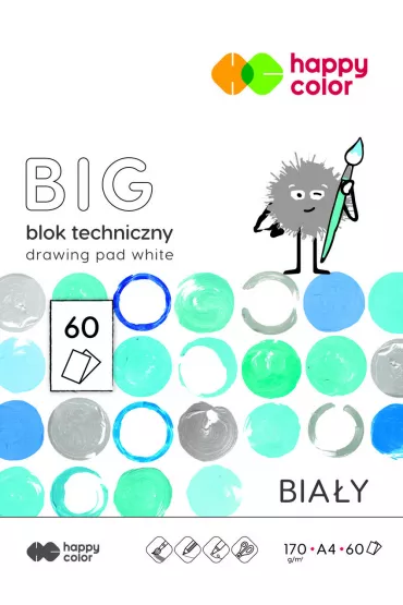 Happy Color Blok techniczny bia�y BIG A4, 170g, 60 ark 60 kartek