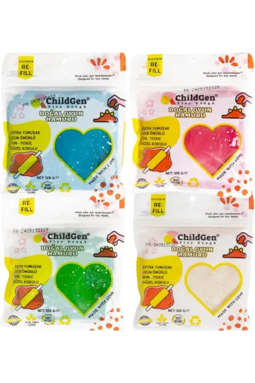 ChildGen Naturalna ciastolina brokat eko-pack 4 kolory