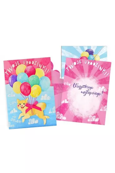Kukartka Karnet Urodziny dzieci�ce, piesek z balonami DK-1033