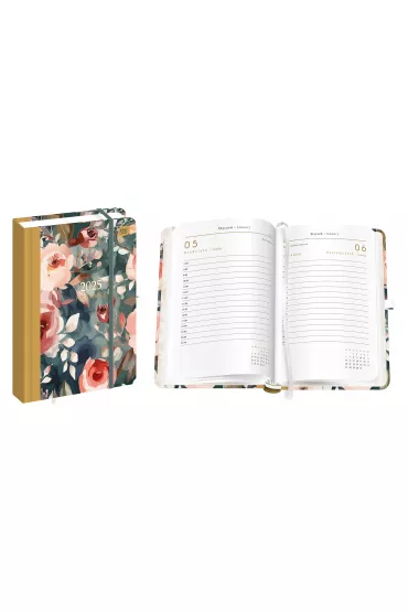 Interdruk Kalendarz ksi��kowy dzienny 2025 A5 384 Met. Wild Rose