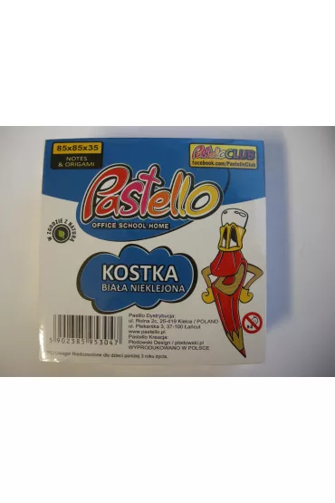 Pastello Kostka bia�a nieklejona 85x85x35 mm