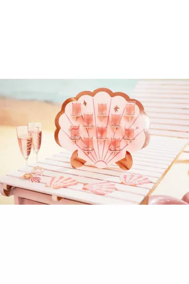 PartyDeco �ciana na shoty muszelka r�owa 43x38cm