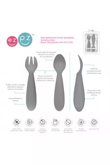 Ezpz Komplet silikonowych sztucw Mini Utensils szary