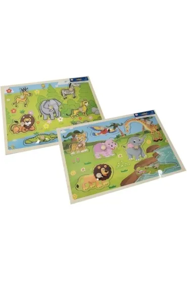 Puzzle Ukladanka drewniana 30x23cm Zwierz�ta mix Merkpol